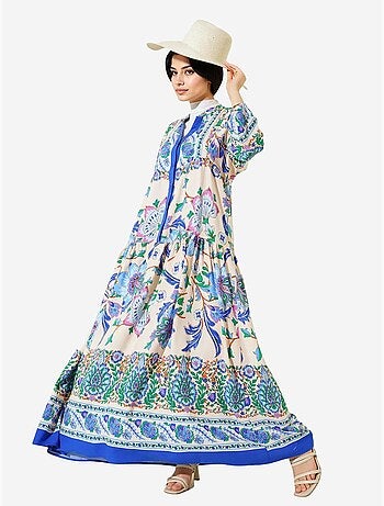 Robe longue imprimée à col en v bdart