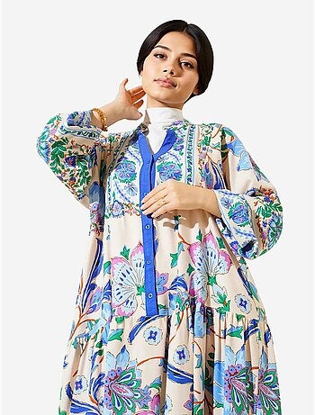 Robe longue imprimée à col en v bdart