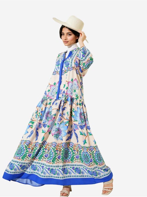 Robe longue imprimée à col en v bdart - Kiabi Robe longue imprimée à col en v bdart - Kiabi