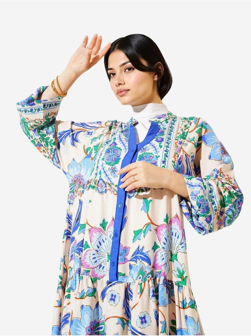 Robe longue imprimée à col en v bdart - Kiabi Robe longue imprimée à col en v bdart - Kiabi