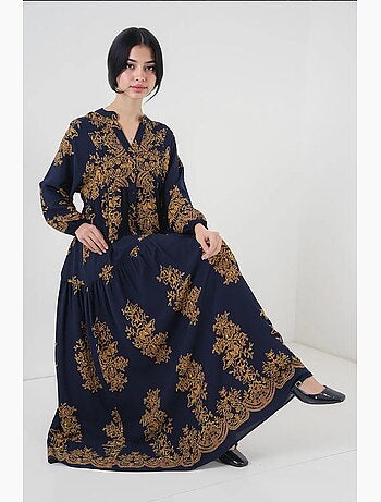 Robe longue imprimée à col en v bdart