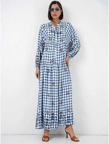 Robe longue imprimée à col en v bdart