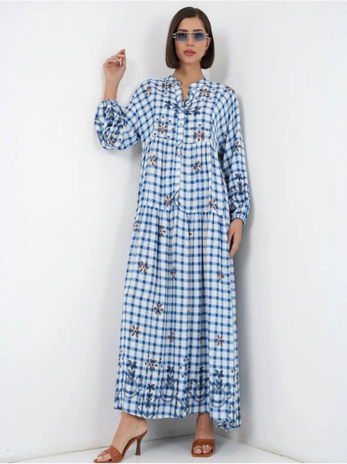 Robe longue imprimée à col en v bdart - Kiabi Robe longue imprimée à col en v bdart - Kiabi