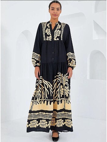 Robe longue imprimée à col en v bdart