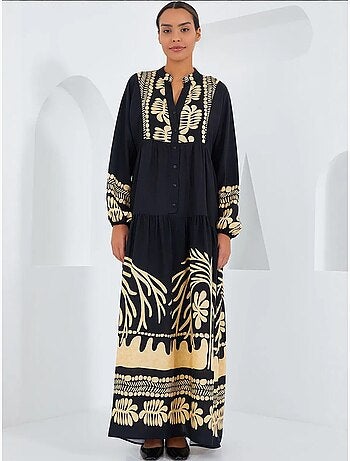 Robe longue imprimée à col en v bdart