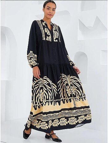 Robe longue imprimée à col en v bdart