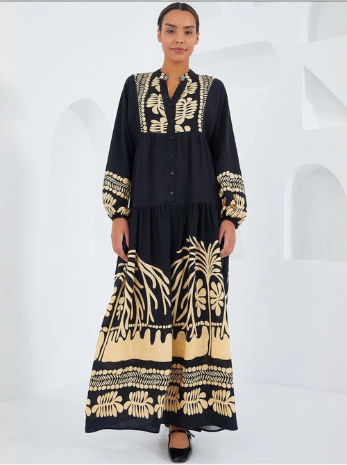 Robe longue imprimée à col en v bdart - Kiabi Robe longue imprimée à col en v bdart - Kiabi