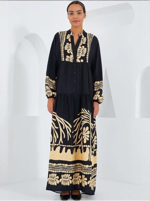 Robe longue imprimée à col en v bdart - Kiabi Robe longue imprimée à col en v bdart - Kiabi