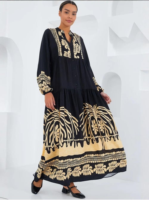 Robe longue imprimée à col en v bdart - Kiabi Robe longue imprimée à col en v bdart - Kiabi