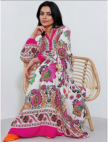Robe longue imprimée à col en v bdart