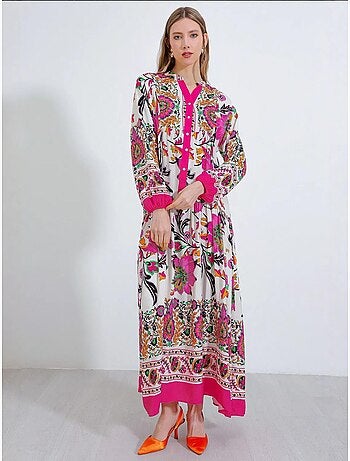 Robe longue imprimée à col en v bdart
