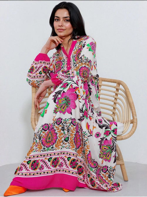 Robe longue imprimée à col en v bdart - Kiabi Robe longue imprimée à col en v bdart - Kiabi