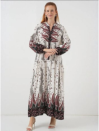 Robe longue imprimée à col en v bdart