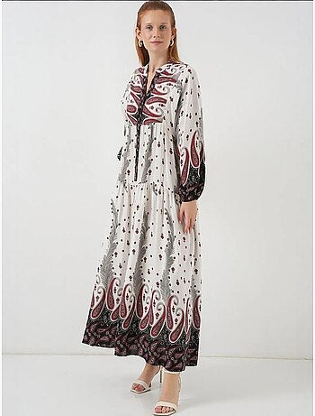 Robe longue imprimée à col en v bdart