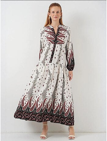 Robe longue imprimée à col en v bdart