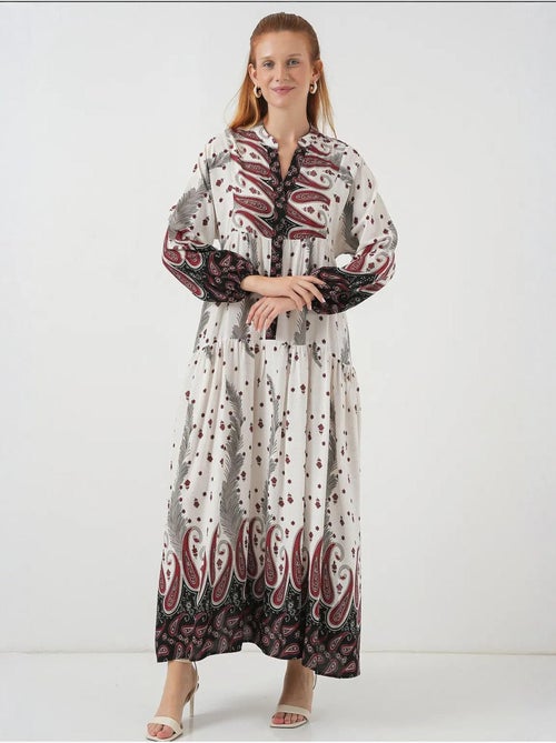 Robe longue imprimée à col en v bdart - Kiabi Robe longue imprimée à col en v bdart - Kiabi