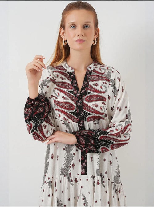 Robe longue imprimée à col en v bdart - Kiabi Robe longue imprimée à col en v bdart - Kiabi