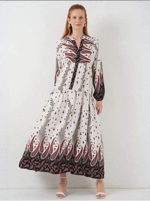 Robe longue imprimée à col en v bdart - Kiabi Robe longue imprimée à col en v bdart - Kiabi