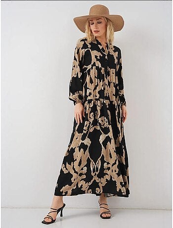 Robe longue imprimée à col en v bdart