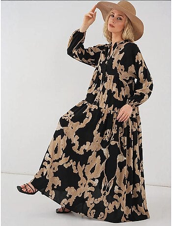 Robe longue imprimée à col en v bdart