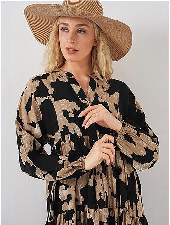 Robe longue imprimée à col en v bdart