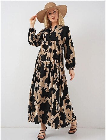 Robe longue imprimée à col en v bdart