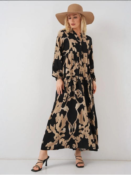 Robe longue imprimée à col en v bdart - Kiabi Robe longue imprimée à col en v bdart - Kiabi