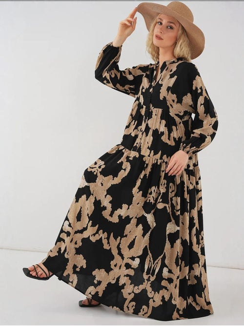 Robe longue imprimée à col en v bdart - Kiabi Robe longue imprimée à col en v bdart - Kiabi