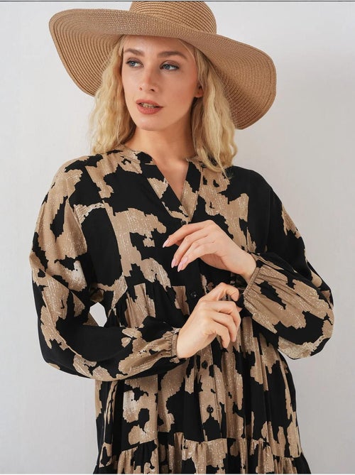 Robe longue imprimée à col en v bdart - Kiabi Robe longue imprimée à col en v bdart - Kiabi
