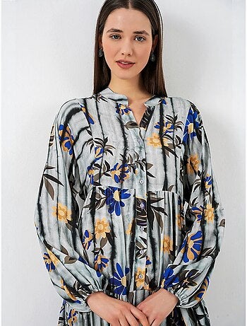 Robe longue imprimée à col en v bdart