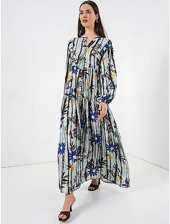 Robe longue imprimée à col en v bdart