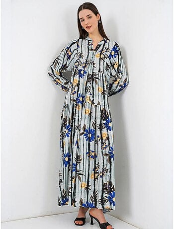 Robe longue imprimée à col en v bdart
