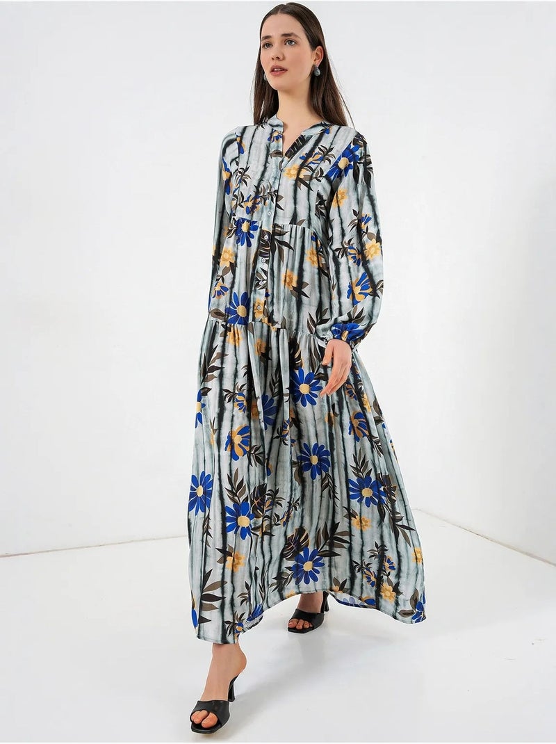 Robe longue imprimée à col en v bdart Gris clair - Kiabi