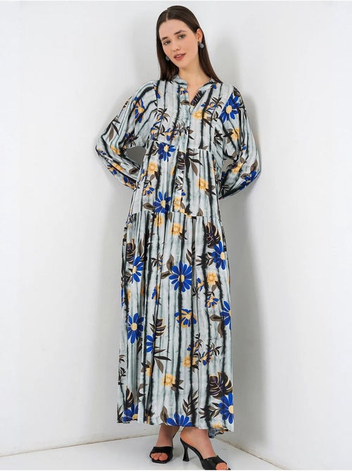 Robe longue imprimée à col en v bdart - Kiabi Robe longue imprimée à col en v bdart - Kiabi