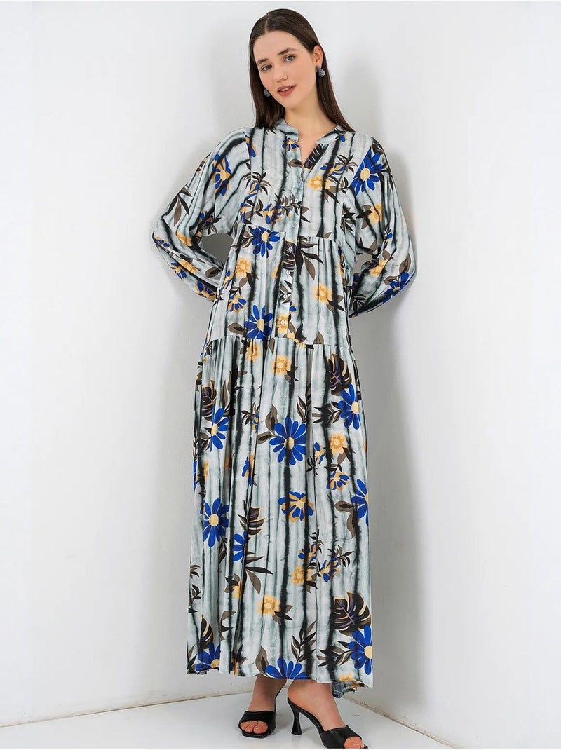 Robe longue imprimée à col en v bdart Gris clair - Kiabi