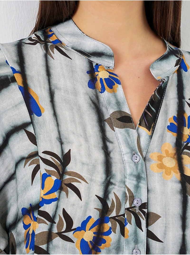Robe longue imprimée à col en v bdart Gris clair - Kiabi