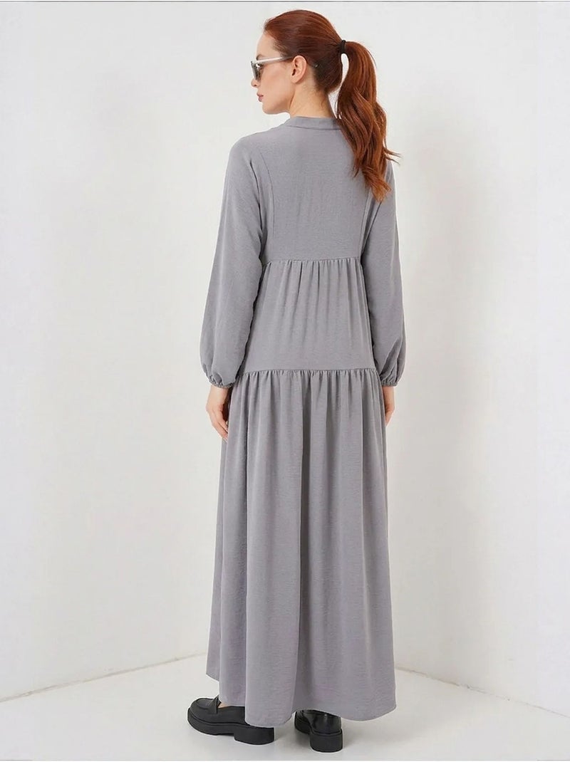 Robe longue imprimée à col en v bdart Gris - Kiabi