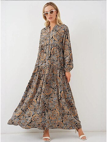 Robe longue imprimée à col en v bdart