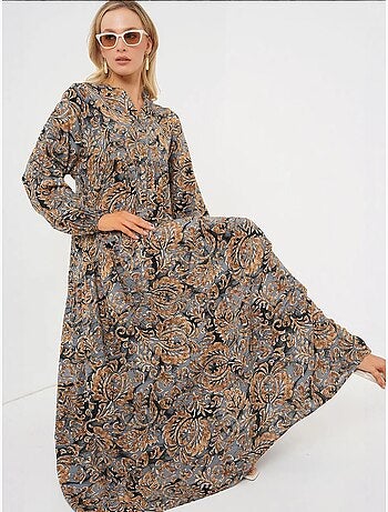 Robe longue imprimée à col en v bdart
