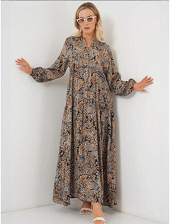 Robe longue imprimée à col en v bdart