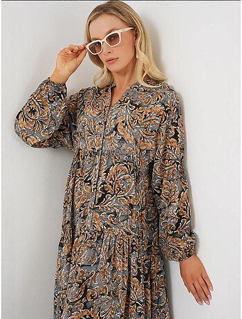 Robe longue imprimée à col en v bdart