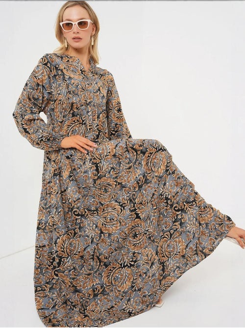 Robe longue imprimée à col en v bdart - Kiabi Robe longue imprimée à col en v bdart - Kiabi