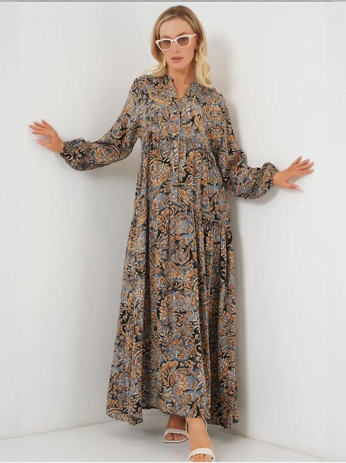 Robe longue imprimée à col en v bdart - Kiabi Robe longue imprimée à col en v bdart - Kiabi