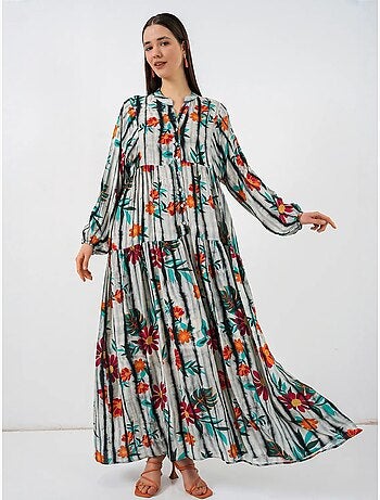 Robe longue imprimée à col en v bdart