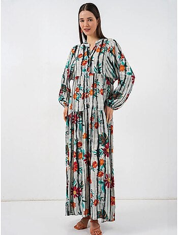 Robe longue imprimée à col en v bdart