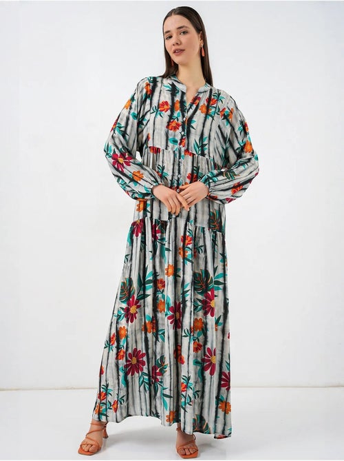 Robe longue imprimée à col en v bdart - Kiabi Robe longue imprimée à col en v bdart - Kiabi