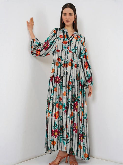 Robe longue imprimée à col en v bdart - Kiabi Robe longue imprimée à col en v bdart - Kiabi