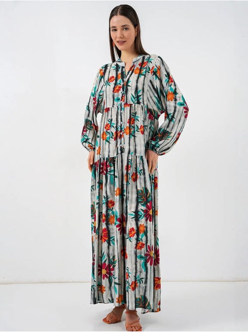 Robe longue imprimée à col en v bdart - Kiabi Robe longue imprimée à col en v bdart - Kiabi