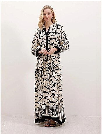 Robe longue imprimée à col en v bdart