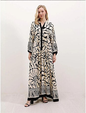 Robe longue imprimée à col en v bdart